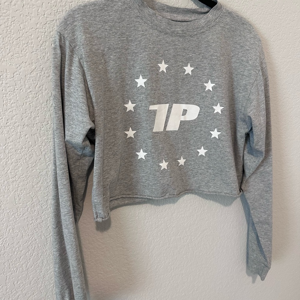 Gray Star Print Crop Top